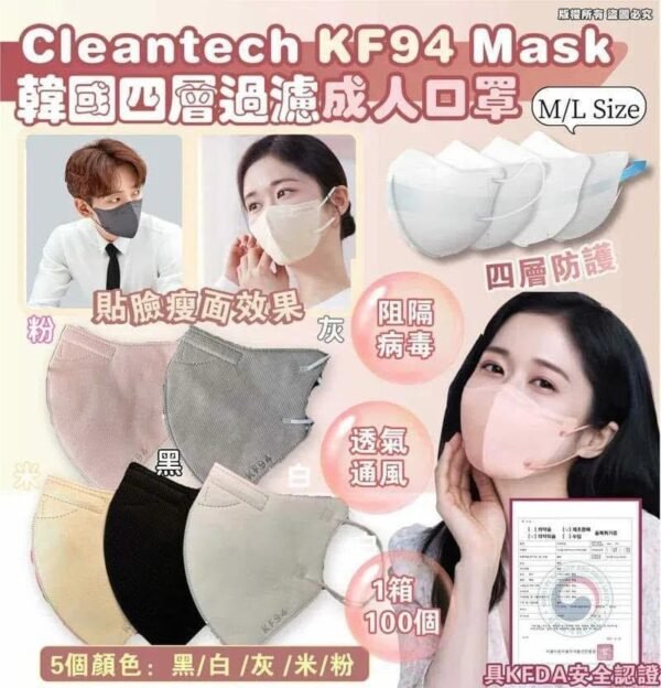 韓國Cleantech KF94 Mask四層過濾成人口罩