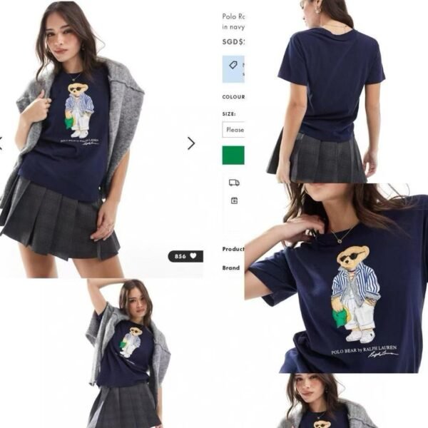 Ralph Lauren Polo新款小熊圖案字母印花短袖